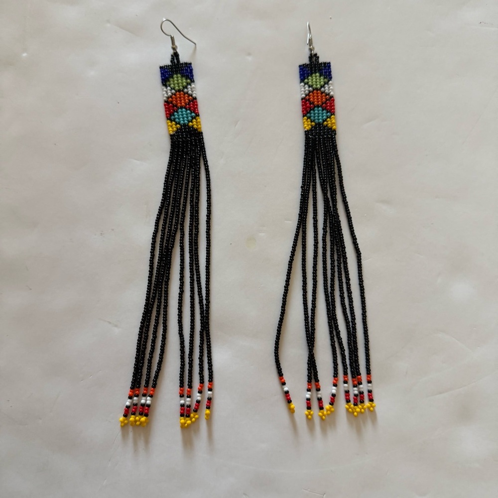 Handcrafted Multicolor Beaded Fringe Earrings